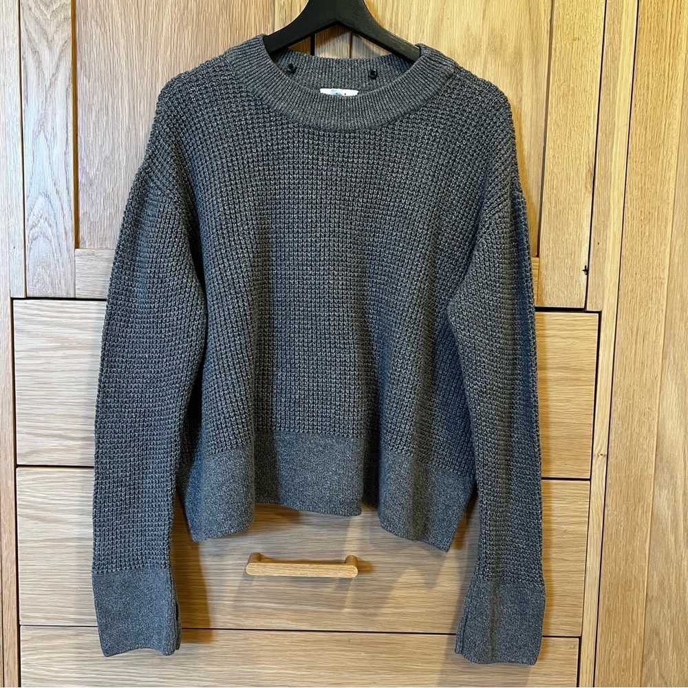 VETTA Waffle Knit Sweater Heather Grey Size XS Organic Cotton Minimalist Capsule